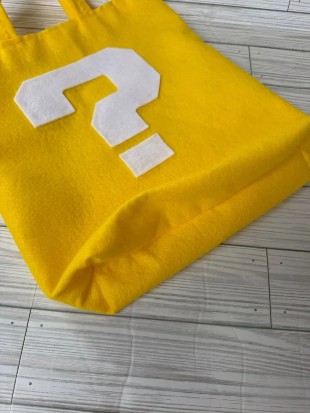 Yellow Mystery Question Mark Trick or Treat Bag, Handmade Felt Halloween Candy